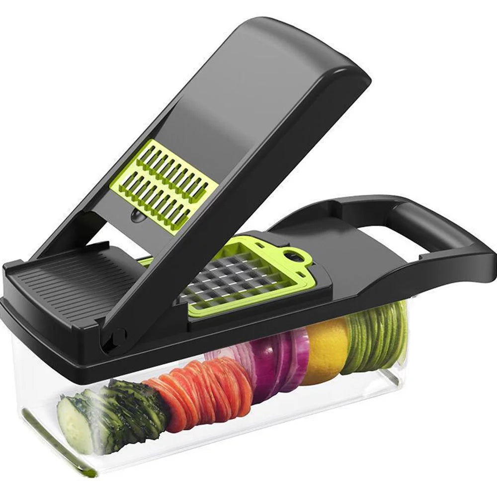 Vegetable Chopper, 14 in 1 Veggie Chopper, Multifunctional Food Cutter with Container 8 Blades