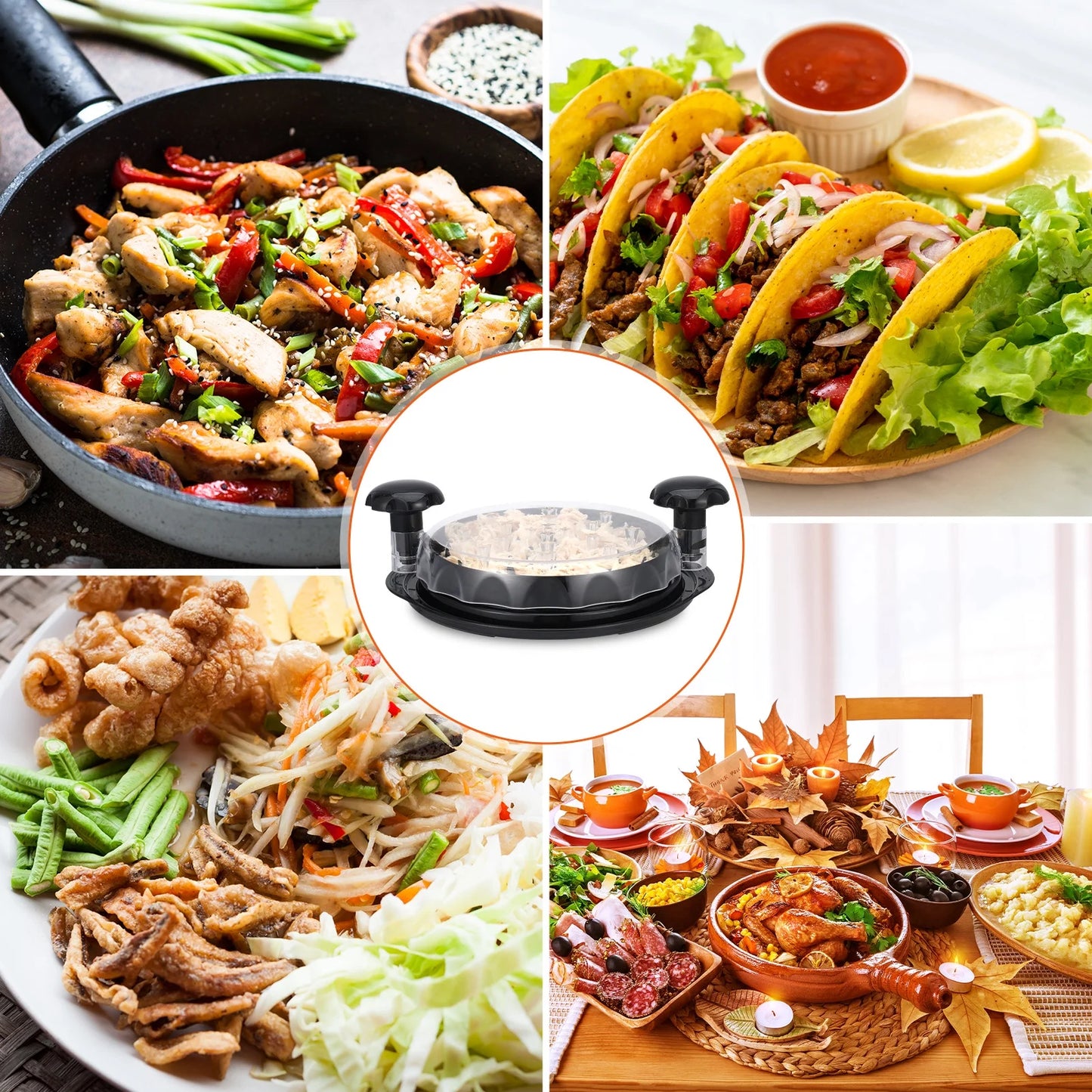 Chicken Shredder, Meat Shredder Claws,Chicken Breast Shredder Tool Twist with Clear Top, Beef Shredder Machine with Cleaning Brush, Grilling Tongs, Anti-Slip, Heat Resistant