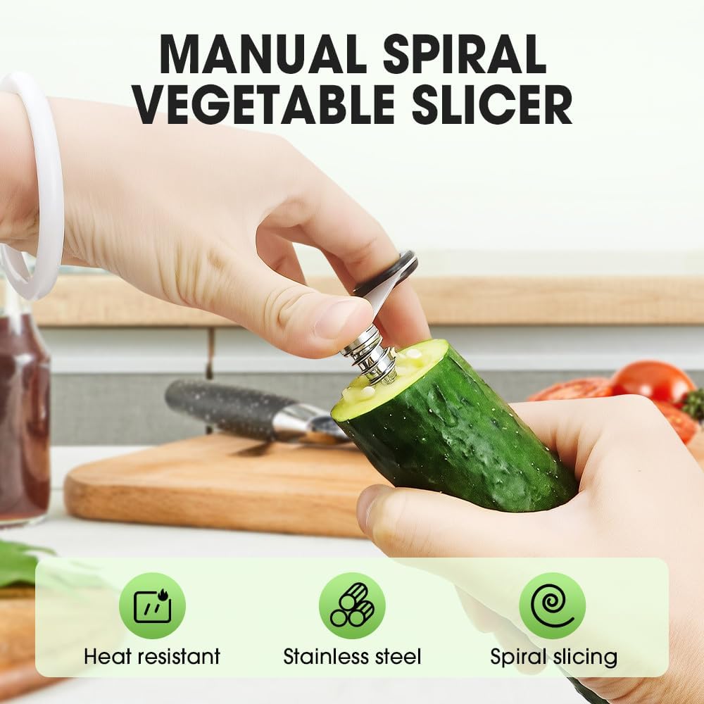 Piranha Spiral Cutter, Stainless Steel Spiral Cutter for Veggies, Spirals Cutters for Potatoes, Cucumbers, and Carrots (1-PC)