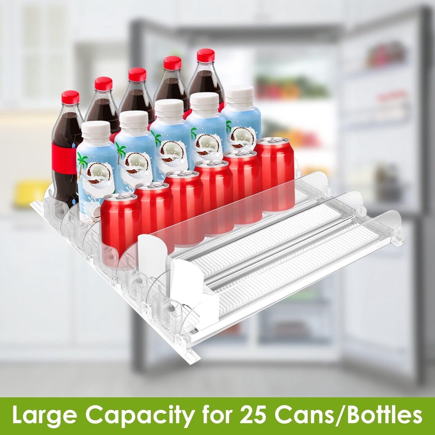 Soda Can Organizer Drink Dispenser Fridge Automatic Pusher Glide Kitchen Pantry
