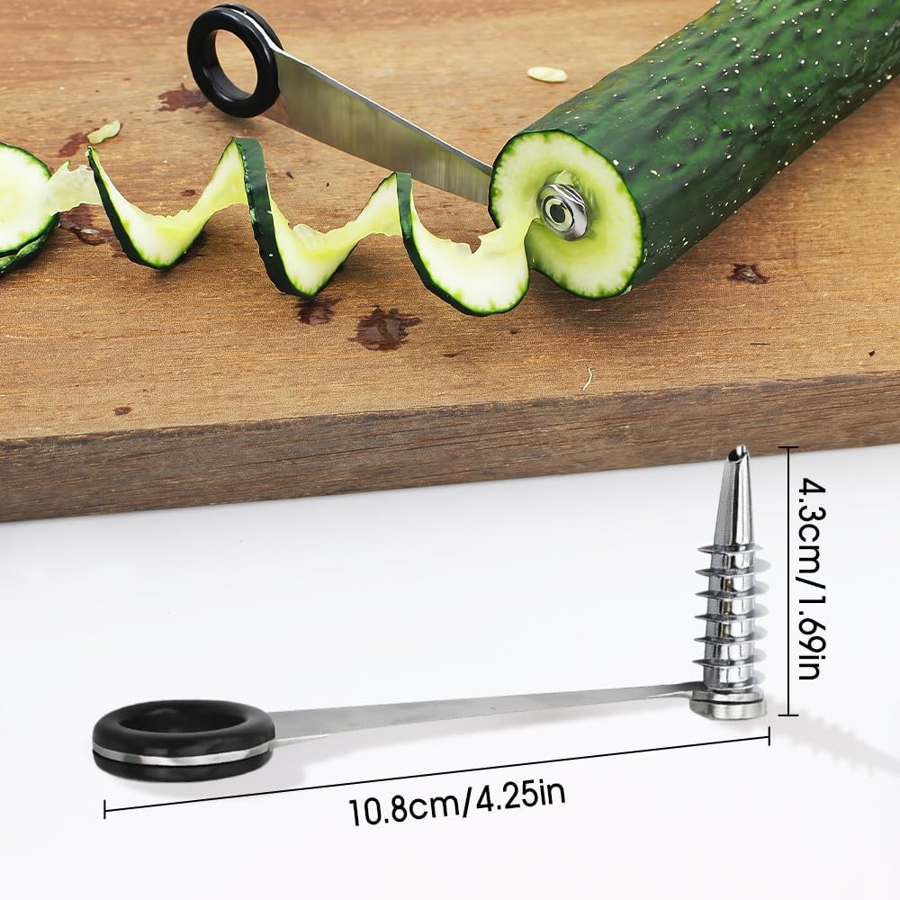 Piranha Spiral Cutter, Stainless Steel Spiral Cutter for Veggies, Spirals Cutters for Potatoes, Cucumbers, and Carrots (1-PC)