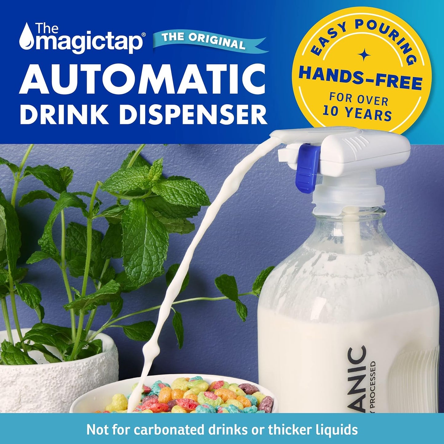 Automatic Drink Dispenser - Hands-Free Beverage Dispenser for Fridge - Perfect for Milk, Juice - Gifts for Women & Men - 1 Pack, White
