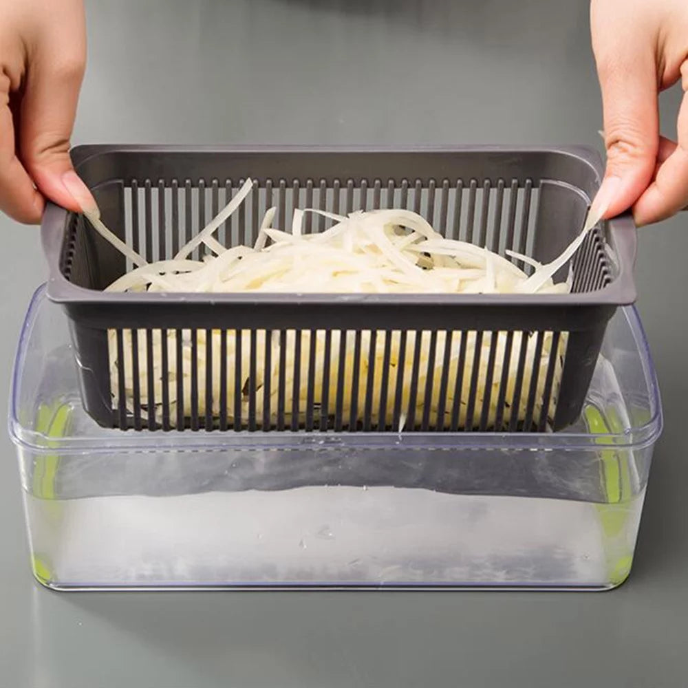 Vegetable Chopper, 14 in 1 Veggie Chopper, Multifunctional Food Cutter with Container 8 Blades