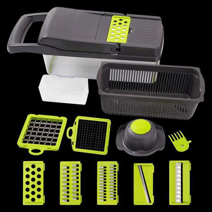 Vegetable Chopper, 14 in 1 Veggie Chopper, Multifunctional Food Cutter with Container 8 Blades