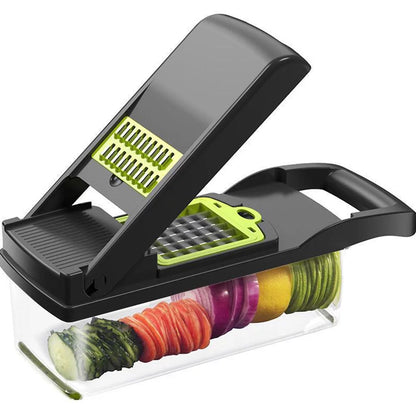 Vegetable Chopper, 14 in 1 Veggie Chopper, Multifunctional Food Cutter with Container 8 Blades