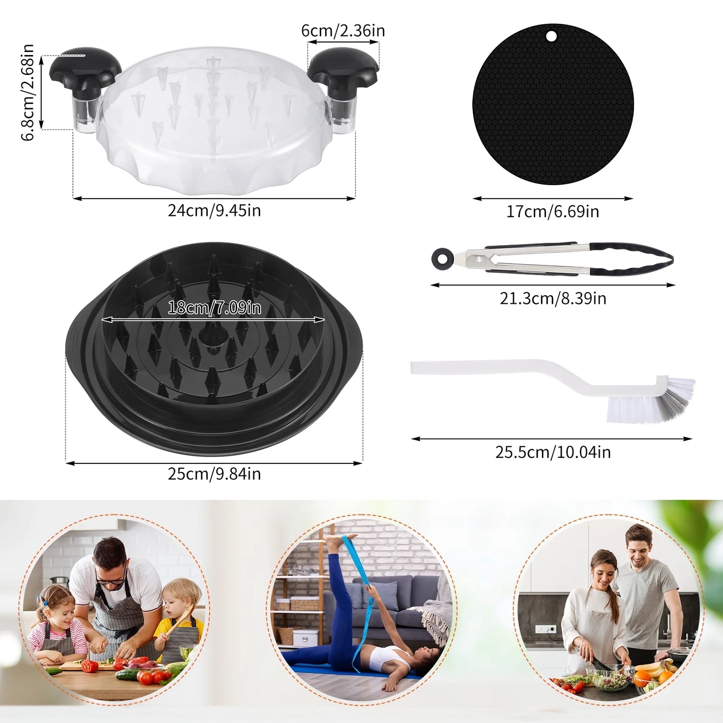 Chicken Shredder, Meat Shredder Claws,Chicken Breast Shredder Tool Twist with Clear Top, Beef Shredder Machine with Cleaning Brush, Grilling Tongs, Anti-Slip, Heat Resistant