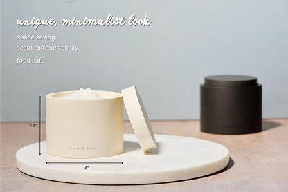 Modern Concrete Salt Cellar (7oz) with Lid – Minimal, Stackable Kitchen Storage