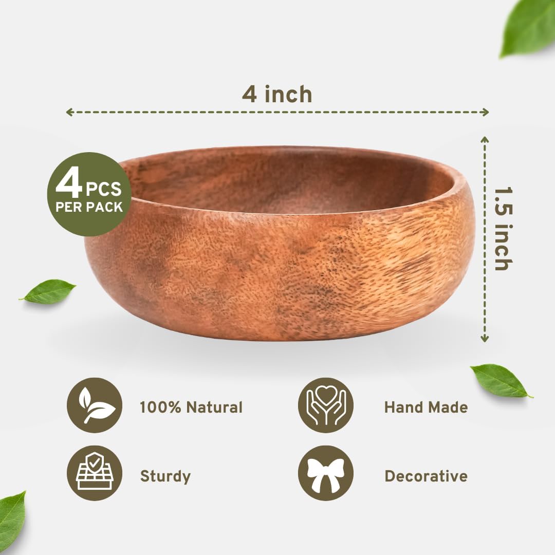 Native Treasures Acacia Wood Round Calabash Bowl