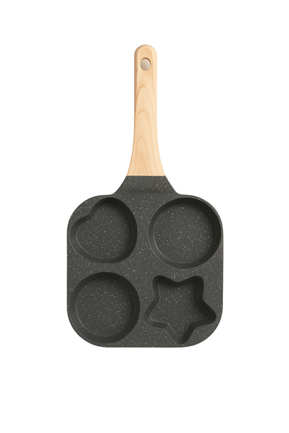 4-Cup Non-Stick Egg Omelet Pan with Wooden Handle