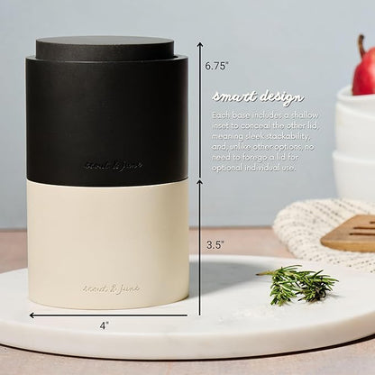 Modern Concrete Salt Cellar (7oz) with Lid – Minimal, Stackable Kitchen Storage