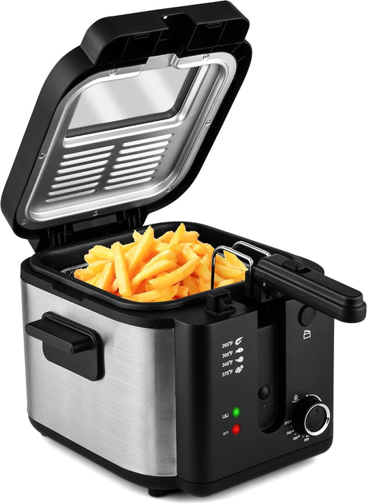 Electric Deep Fryer with Basket,Adjustable Temperature Frying Pot for Home Use,Removable Lid and 2.5L Non-Stick Inner Pot Easy to Clean