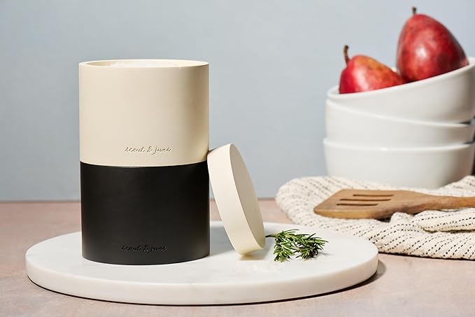 Modern Concrete Salt Cellar (7oz) with Lid – Minimal, Stackable Kitchen Storage