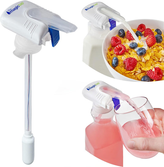 Automatic Drink Dispenser - Hands-Free Beverage Dispenser for Fridge - Perfect for Milk, Juice - Gifts for Women & Men - 1 Pack, White