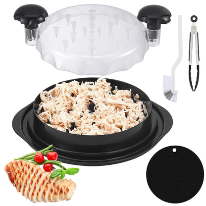 Chicken Shredder, Meat Shredder Claws,Chicken Breast Shredder Tool Twist with Clear Top, Beef Shredder Machine with Cleaning Brush, Grilling Tongs, Anti-Slip, Heat Resistant
