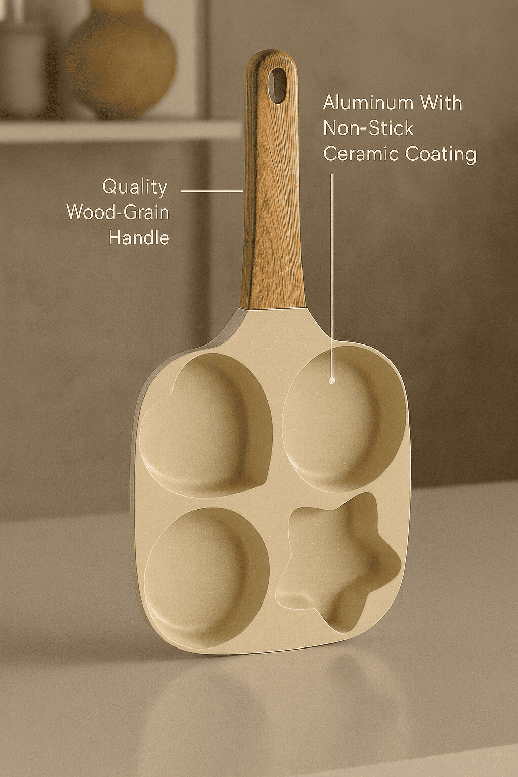 4-Hole Non-Stick Pan (Wood Handle)