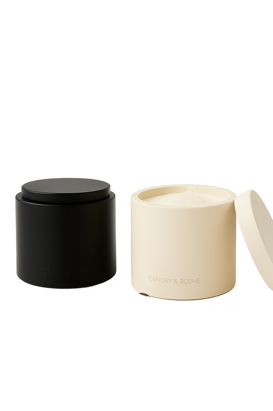 Modern Concrete Salt Cellar (7oz) with Lid – Minimal, Stackable Kitchen Storage