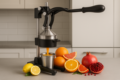 Cast-iron citrus juicer — heavy-duty & easy to use.