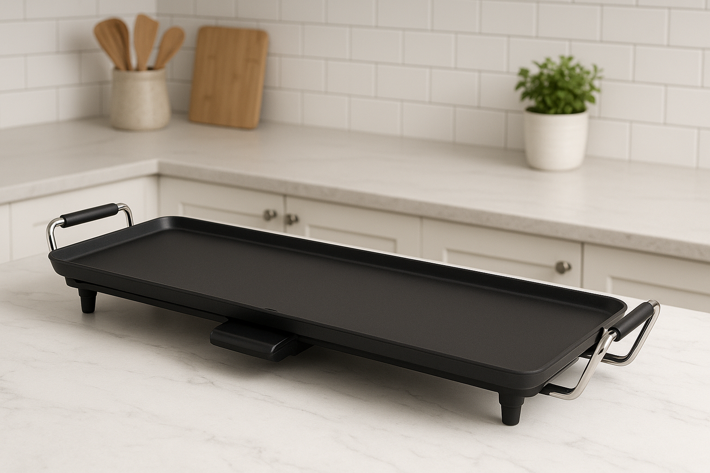 35 Electric Teppanyaki Grill – XL Nonstick Griddle w/ Temp Control & Drip Tray