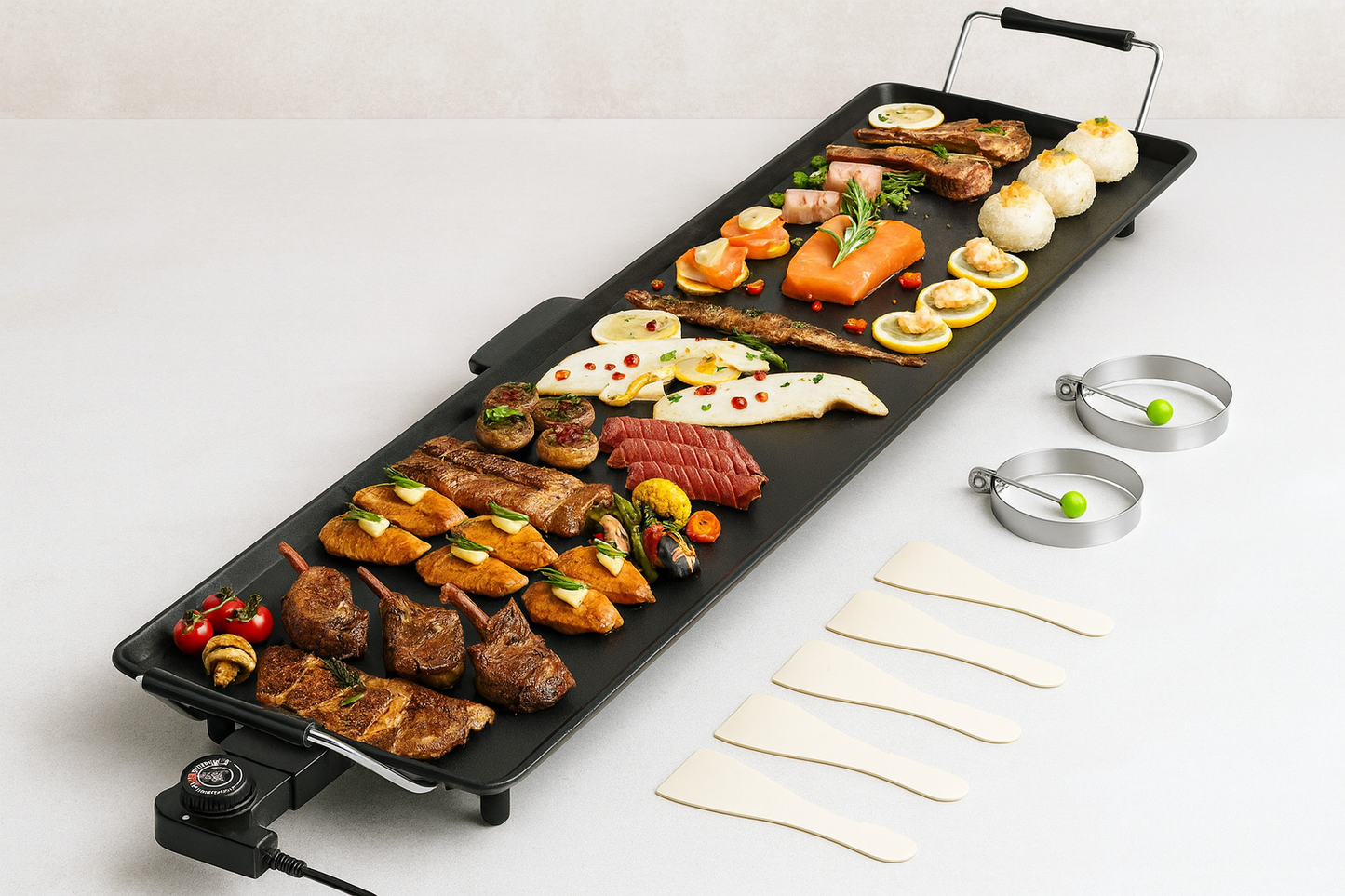 35 Electric Teppanyaki Grill – XL Nonstick Griddle w/ Temp Control & Drip Tray