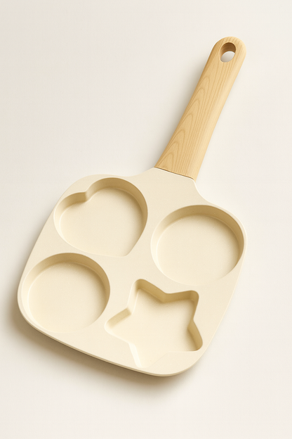 4-Cup Non-Stick Egg Omelet Pan with Wooden Handle