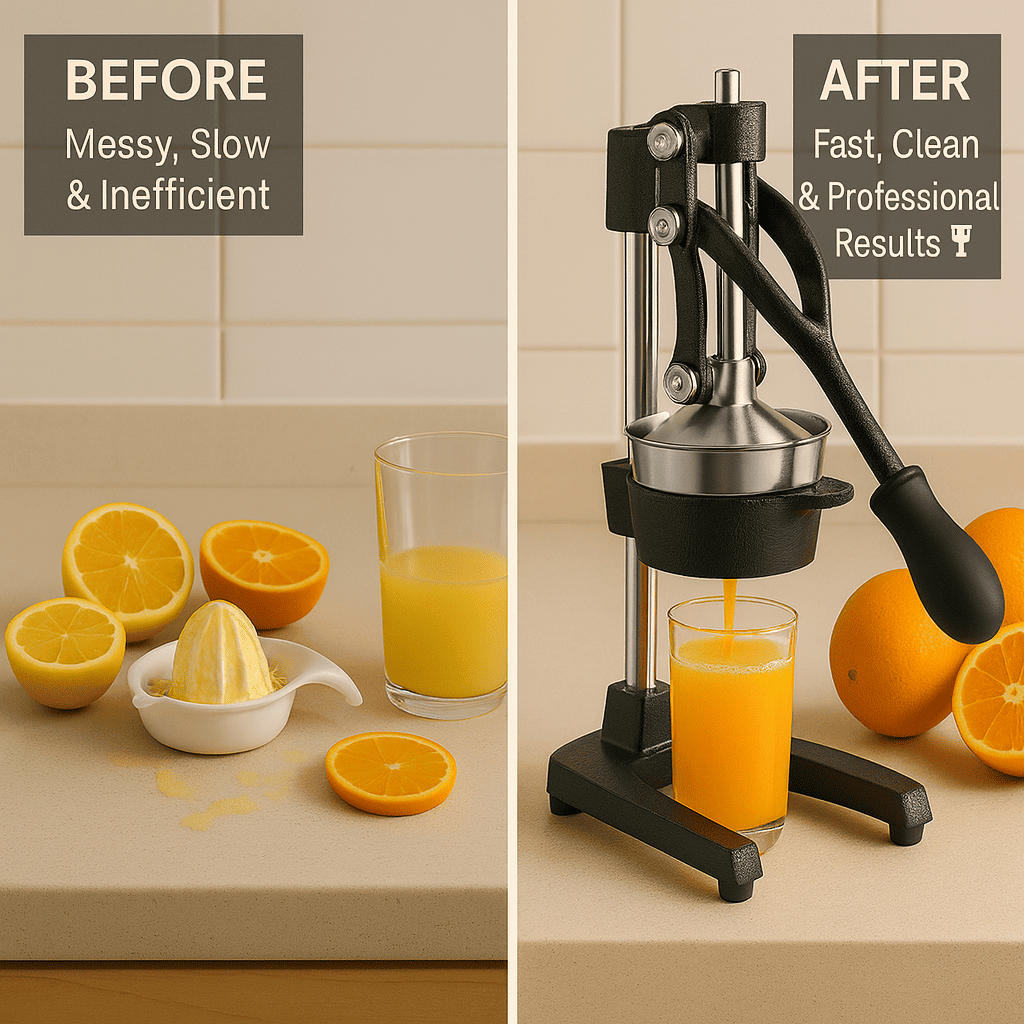 Cast-iron citrus juicer — heavy-duty & easy to use.