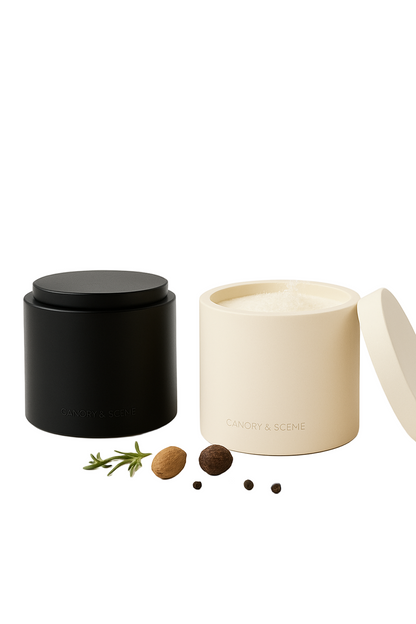 Modern Concrete Salt Cellar (7oz) with Lid – Minimal, Stackable Kitchen Storage