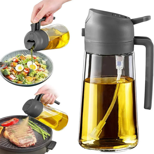 Olive Oil Sprayer for Cooking - 2 in 1 Glass Olive Oil Dispenser for Kitchen Gadgets, Air Fryer, Salad, and BBQ